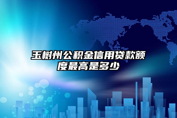 玉树州公积金信用贷款额度最高是多少